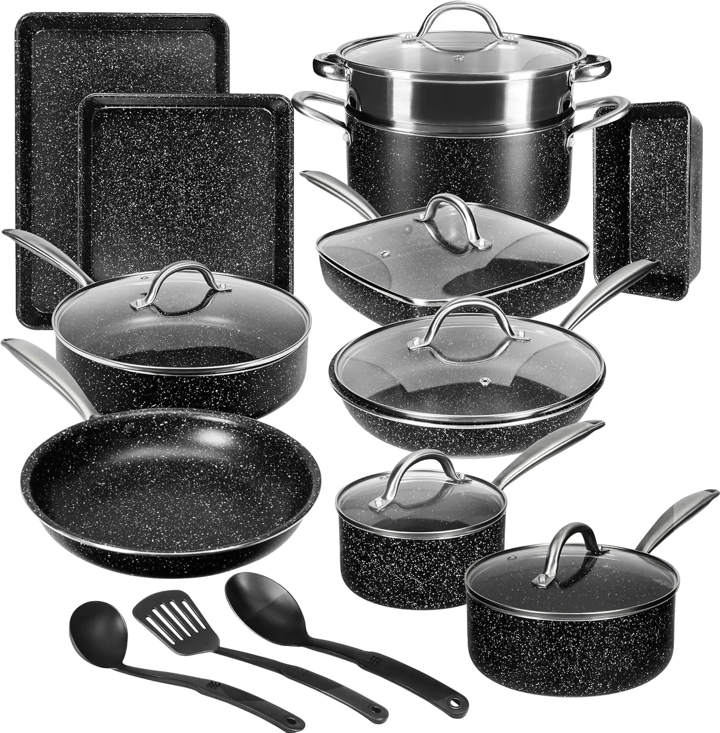 VECELO 20pcs Pots and Pans Set Non Stick