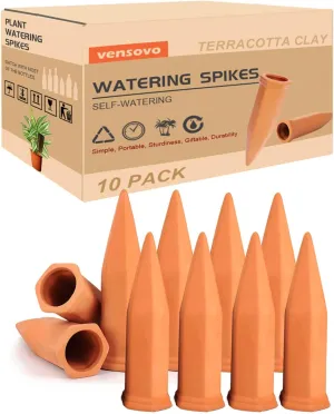 vensovo 10pcs Terracotta Watering Spikes - Automatic Self Watering Stakes, Plant Watering Devices for Wine Bottles Recycled Bottles, Clay Plant Garden Waterers for Vacations