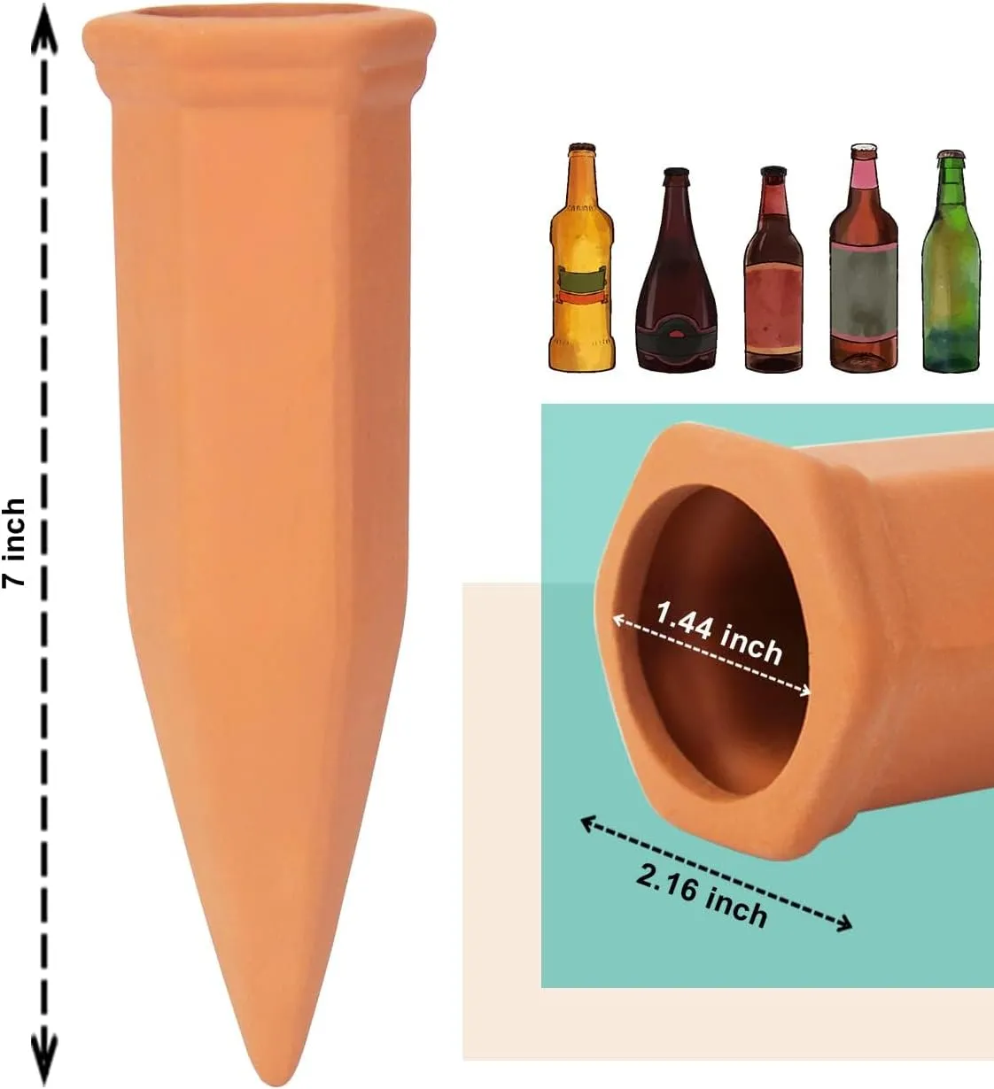 vensovo 10pcs Terracotta Watering Spikes - Automatic Self Watering Stakes, Plant Watering Devices for Wine Bottles Recycled Bottles, Clay Plant Garden Waterers for Vacations