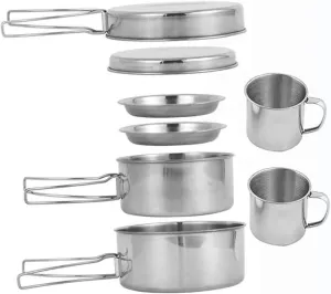 VICASKY Outdoor Cooking Pot Pan Set 1 Set of Lightweight Camping Cookware Perfect for Hiking Fishing BBQ