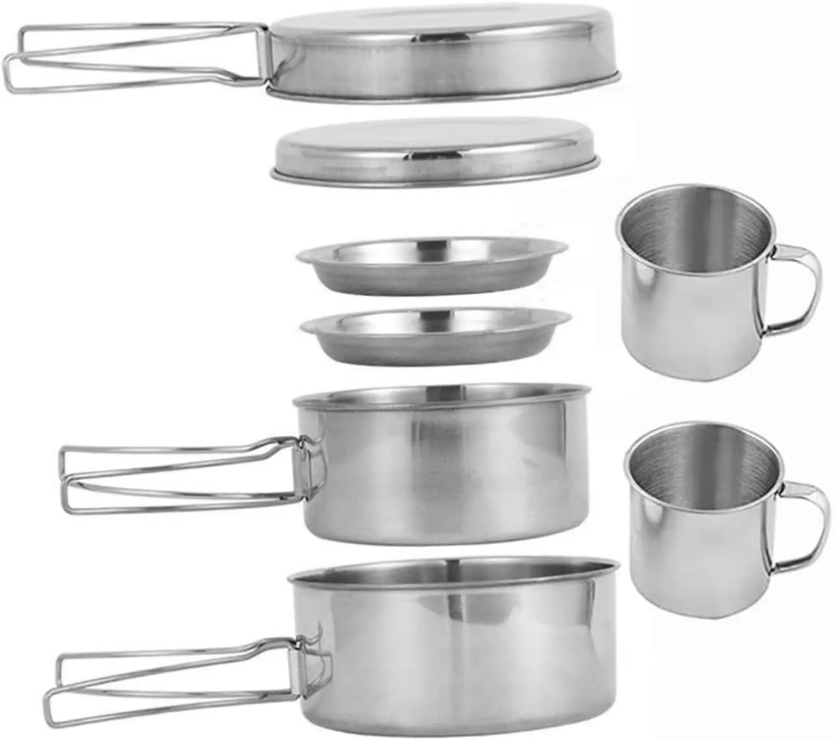 VICASKY Outdoor Cooking Pot Pan Set 1 Set of Lightweight Camping Cookware Perfect for Hiking Fishing BBQ
