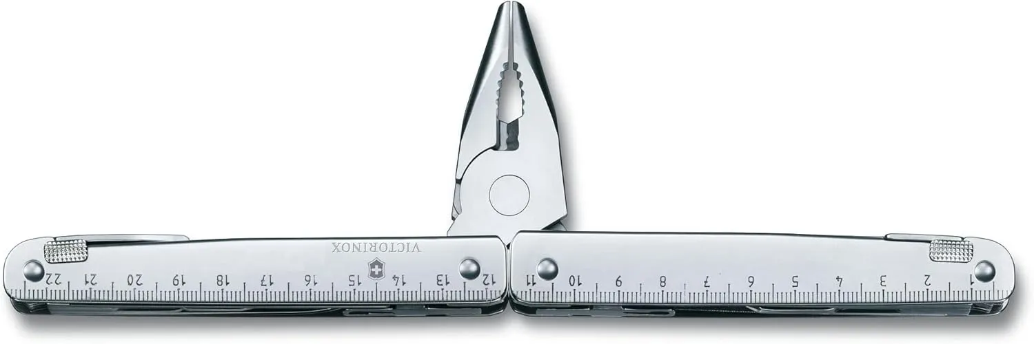 Victorinox Swiss Tool Swiss Army Knife, 24 Function Swiss Made Multi-Tool with Needle-Nose Pliers, Wire Cutters and Large Blade - Silver