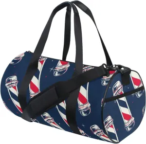 Vintage Barber Pole Flag Sports Gym Bag for Women and Men Travel Duffel Bag