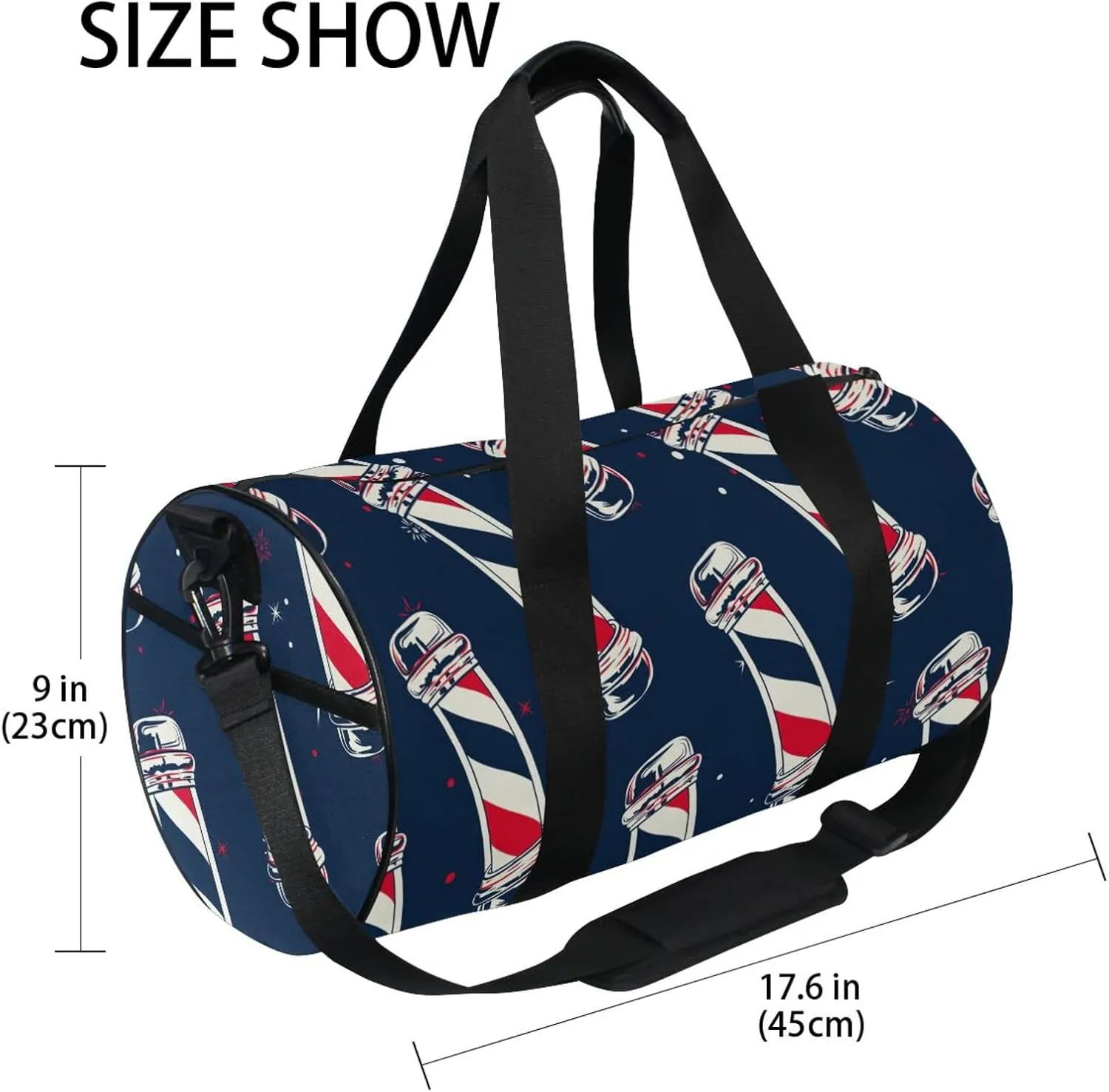 Vintage Barber Pole Flag Sports Gym Bag for Women and Men Travel Duffel Bag