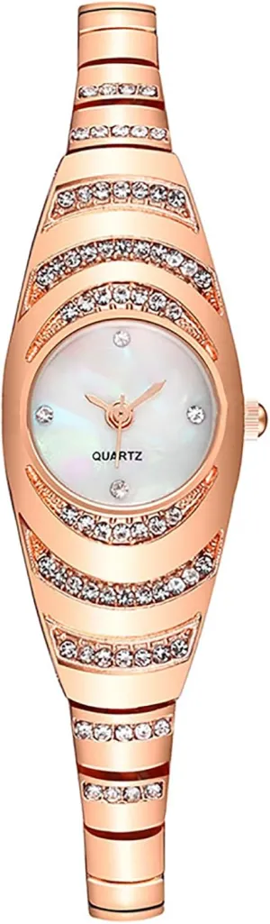 Vintage Women's Rotundity Petite Gold Watch,Luxury Waterproof Stainless Steel Watch Band Analog Quartz Watch
