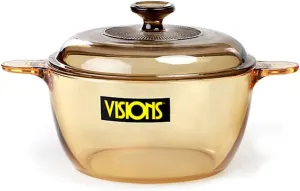 Visions 2.5 Litre Pyroceram Glass Cookpot with Glass Cover, Amber