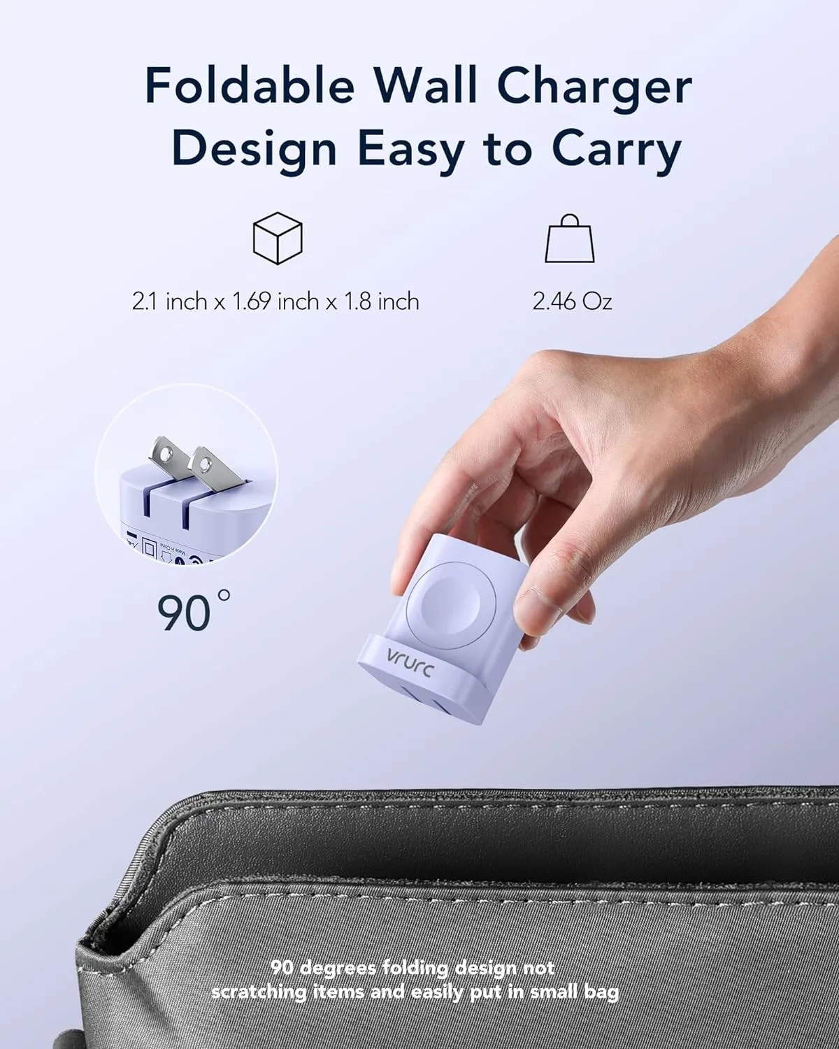 VRURC for Apple Watch Charger, Portable Wireless Magnetic for iWatch, PD 20W 3-in-1 Travel Essentials USB C Wall Charging Block for iWatch Ultra/SE/10/9/8/7/6/5/4/3/, iPhone 16/15/14/13,Android-Purple