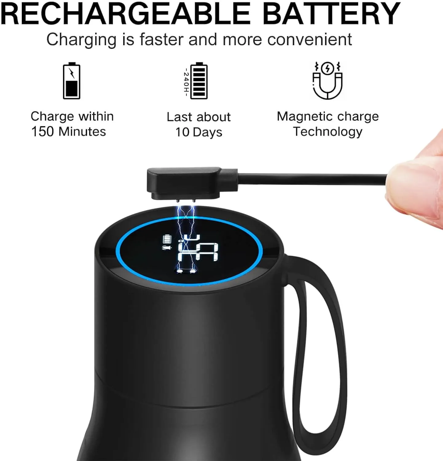 vsitoo Self-Cleaning Smart Water Bottle, Vacuum Stainless Steel Insulated Water Bottle with Handle Double-wall, Keep Drink Hot or Cold, Standard Metal Canteen for Gym and Outdoor, 33 oz