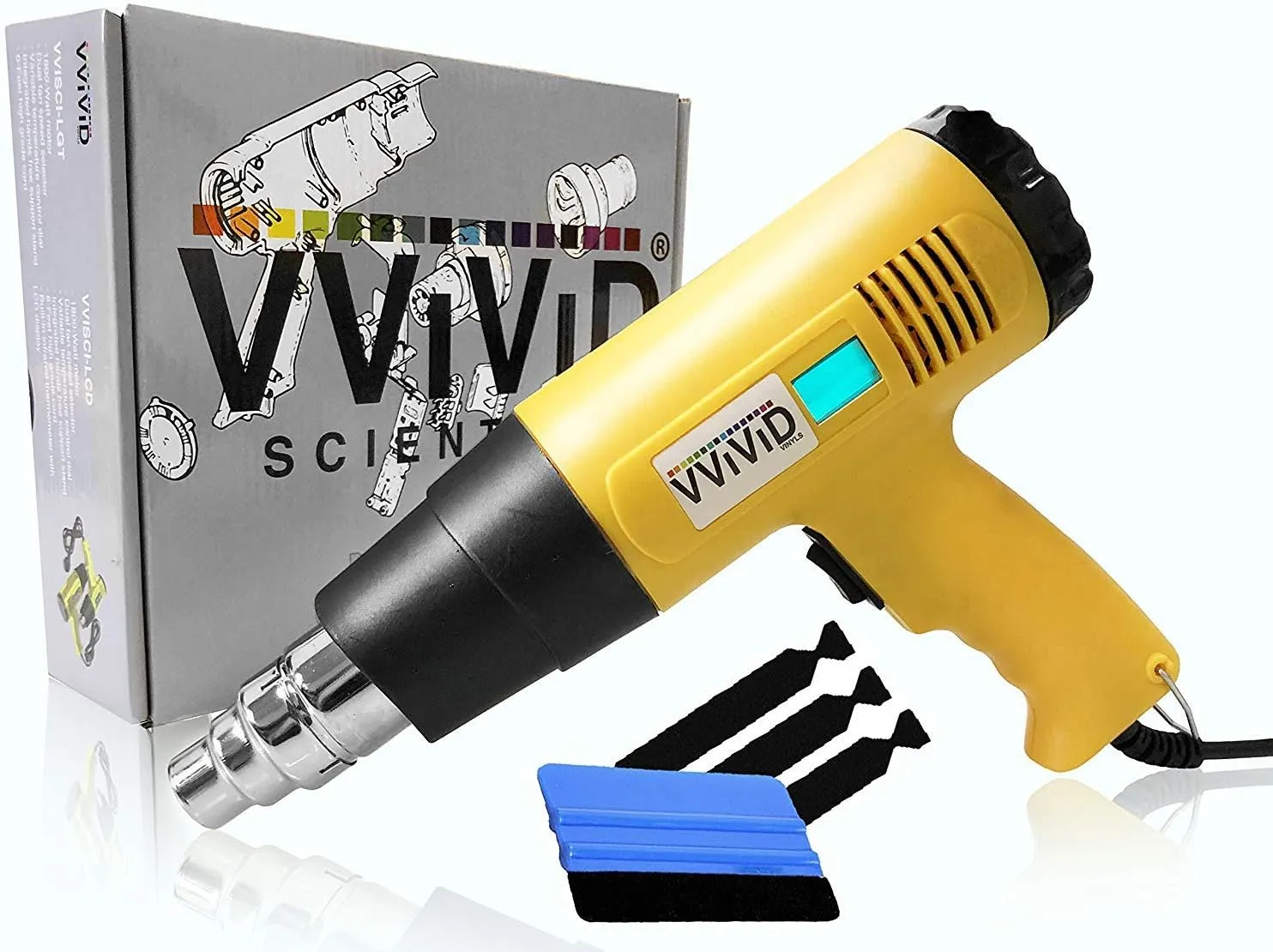 VViViD Professional Heat Gun Automotive Vinyl Wrap Tool Including Precision Nozzle and 3M Toolkit (Incl. Digital readout, Nozzle & Toolkit)