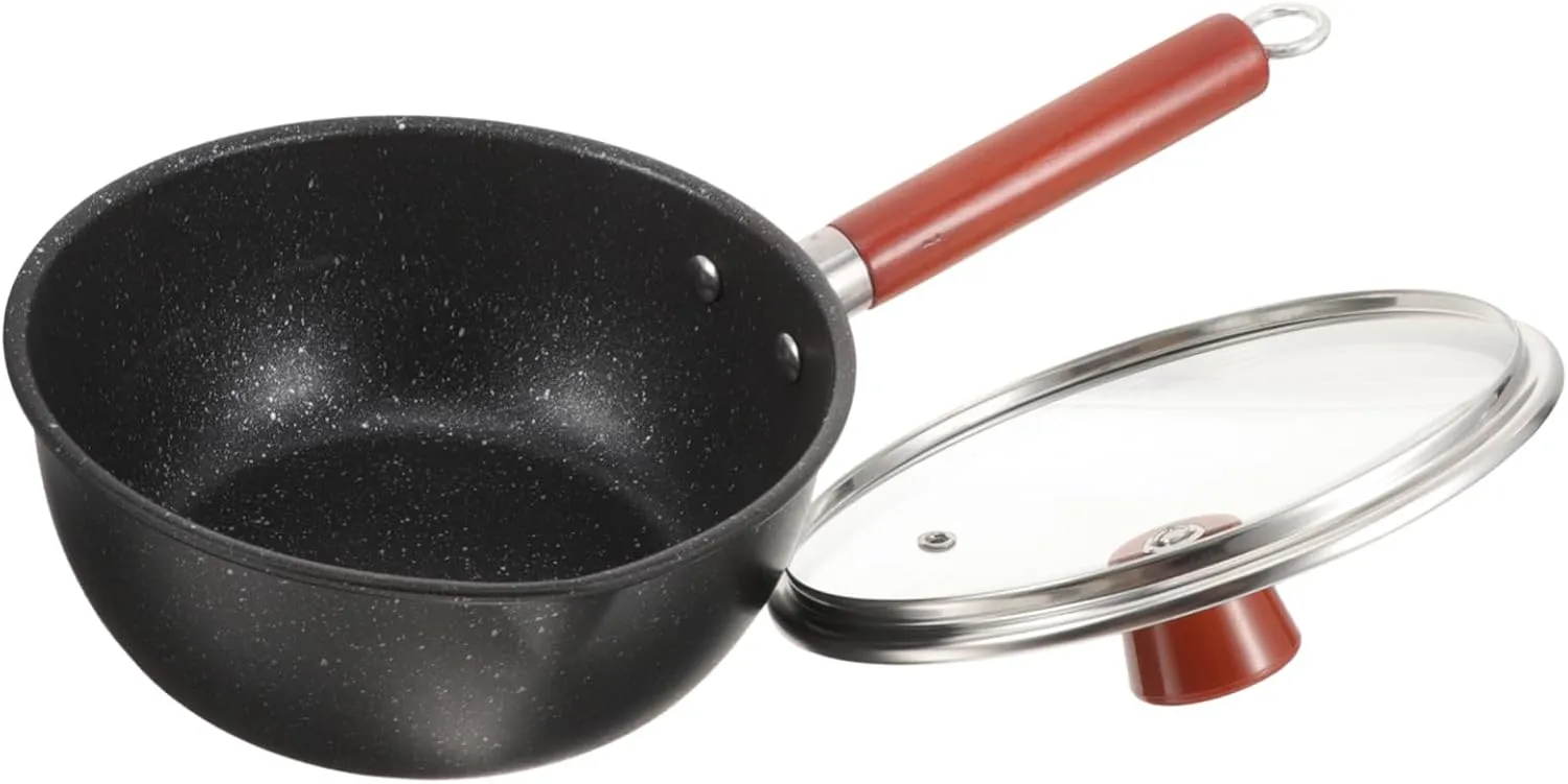 Wakauto 1set Iron Stockpot Wooden Handle Multi-use Stew Pot for Gas and Electric Stoves Space-saving Design Hanging for Cooking Simple Delicious Meals