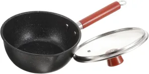 Wakauto 1set Iron Stockpot Wooden Handle Multi-use Stew Pot for Gas and Electric Stoves Space-saving Design Hanging for Cooking Simple Delicious Meals