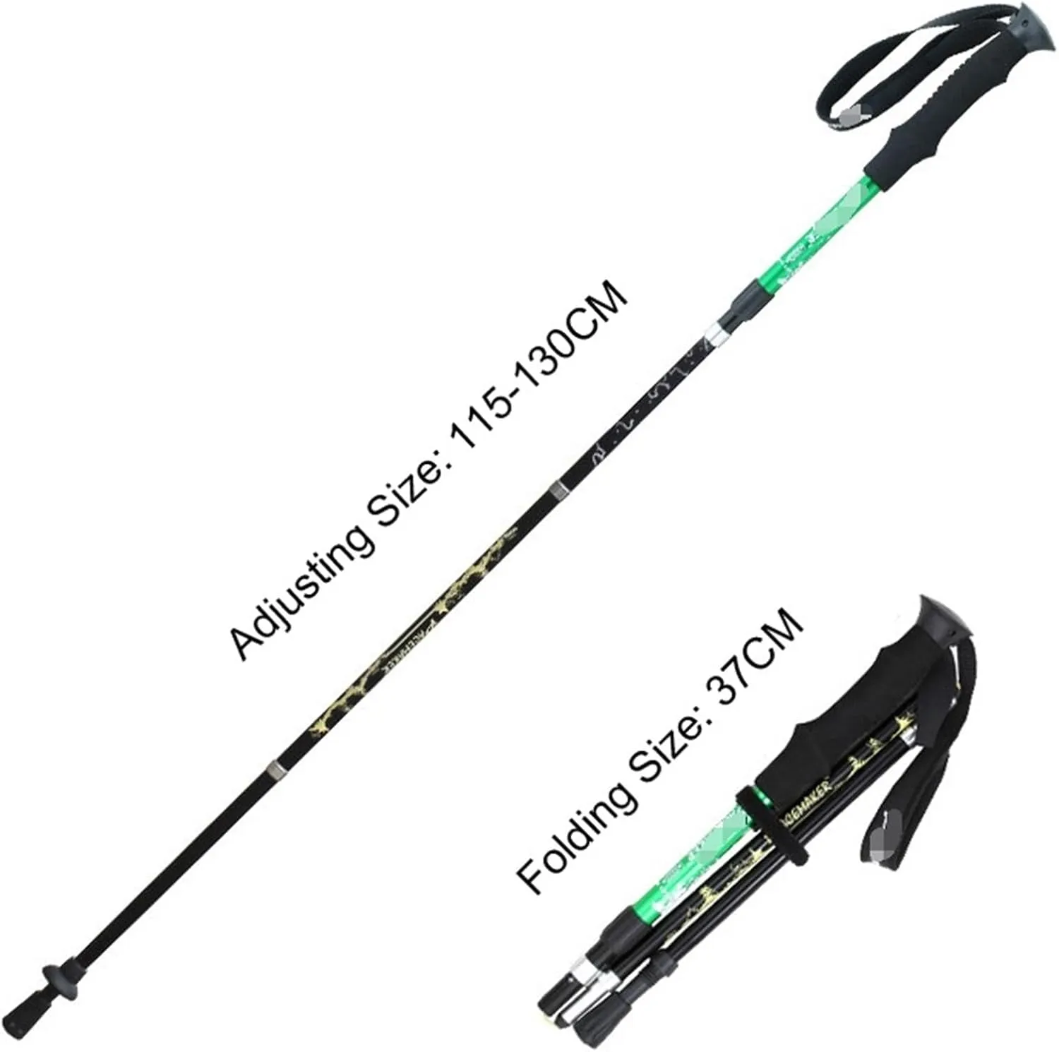 Walking Stick Hiking Poles Ultralight Aluminum Alloy Trekking Poles Strong Hiking Pole for Hiking Camping Mountaining Hiking Gear Trekking Poles, 130cm, Green