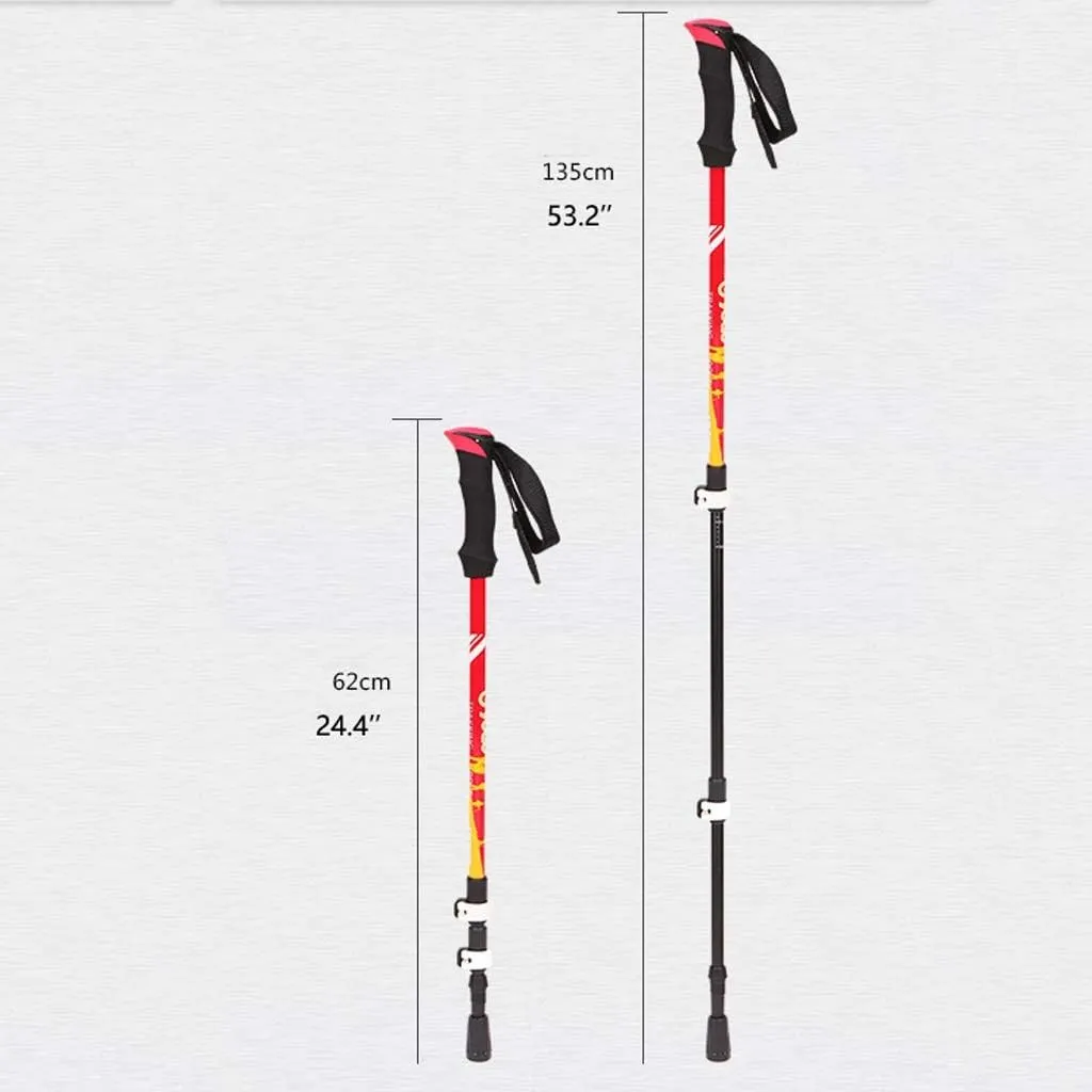 Walking Sticks Ultra-Light Adjustable Camping Hiking Walking Trekking Stick Alpenstock Aluminum Alloy Climbing Skiing Trekking Pole 1pc Trekking Poles (Color : B)