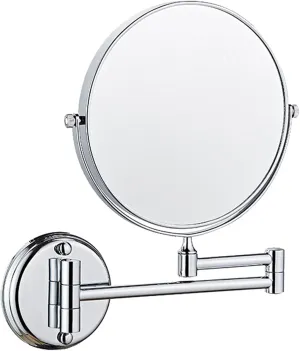 Wall Mounted Makeup Mirror, 8 inch Chrome Finish Double Sided Magnifying Shaving Mirror, 360° Swivel Extendable Folding Bathroom Vanity Mirrors,5X (Color : 7X)