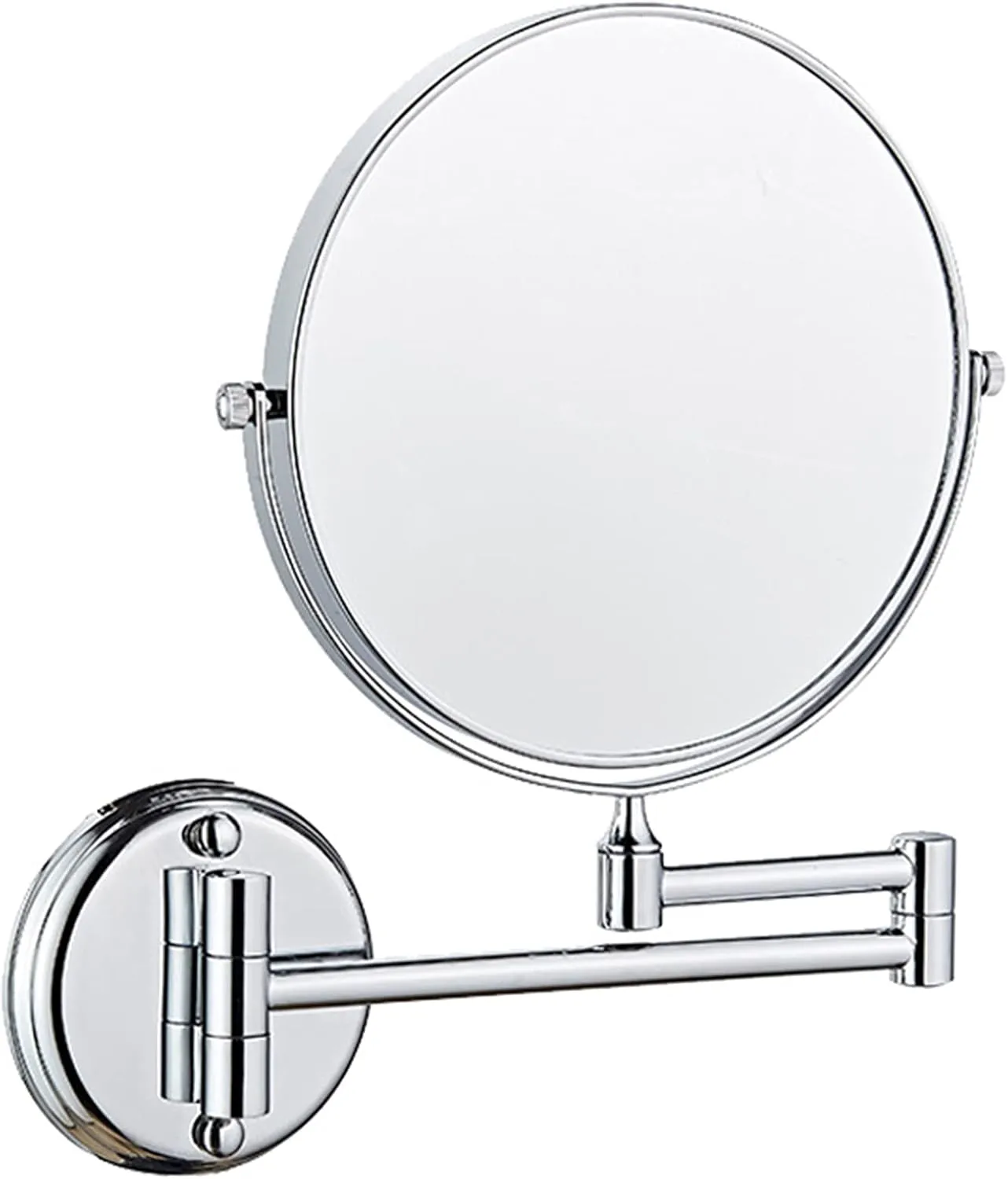 Wall Mounted Makeup Mirror, 8 inch Chrome Finish Double Sided Magnifying Shaving Mirror, 360° Swivel Extendable Folding Bathroom Vanity Mirrors,5X (Color : 7X)