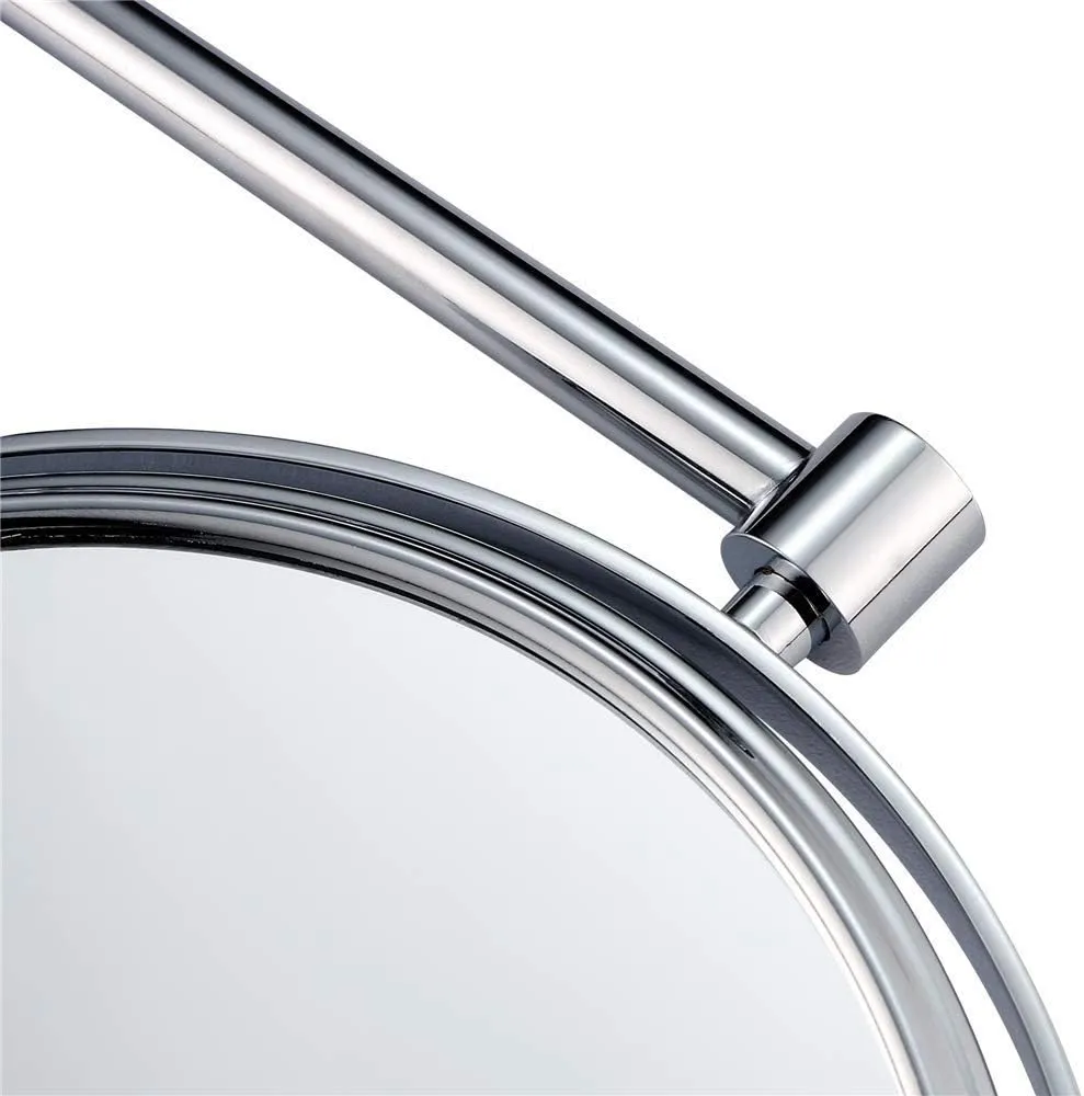 Wall Mounted Makeup Mirror, 8 Inch Cosmetic Mirror for Bathroom, Round Extendable Brass Mirror with Magnification(Chrome,7X)