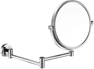 Wall Mounted Makeup Mirror, 8 Inch Cosmetic Mirror for Bathroom, Round Extendable Brass Mirror with Magnification(Chrome,7X)
