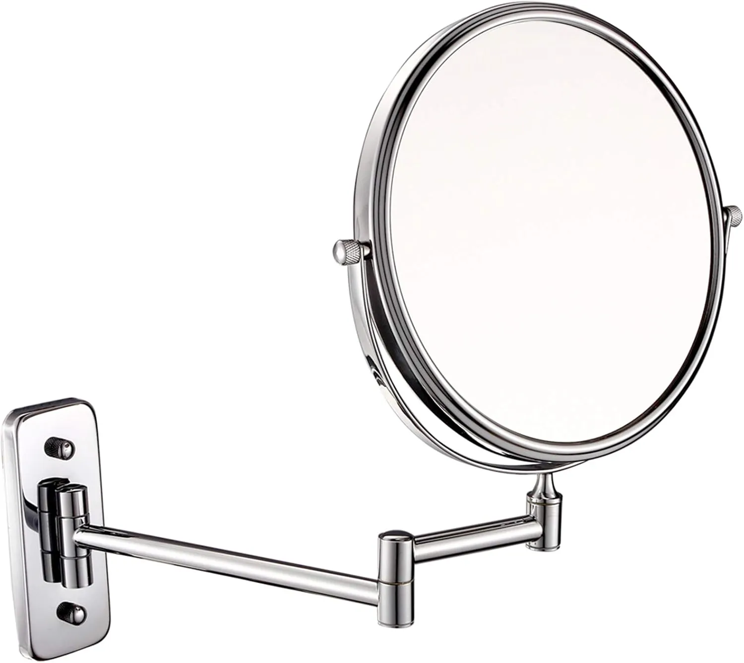 Wall Mounted Makeup Mirror, 8Inch Double Sided Shaving Mirror with Magnifaction, 360 Swivel Extendable Arm Bathroom Vanity Mirrors,Black,10X