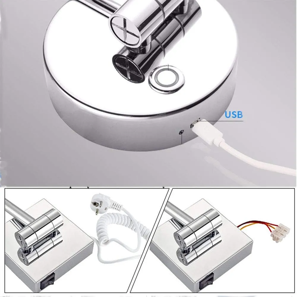 Wall Mounted Makeup Mirror with LDE Lights, Makeup Mirror with Magnification for Bathroom, Extendable Arm, Two-Sided Extendable, 360 Degree Swivel, 8 in