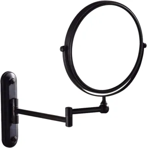 Wall Mounted Makeup Mirrors, 8 Inch Double Sided Vanity Mirrors with Magnifying, Bathroom Extendable 360° Swivel Cosmetic Mirrors,Chrome,3X (Color : Black, Size : 5X)