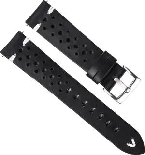 Watch Band Strap Porous Dark Brown Handmade Oil Wax Leather Watch Strap for Women Men