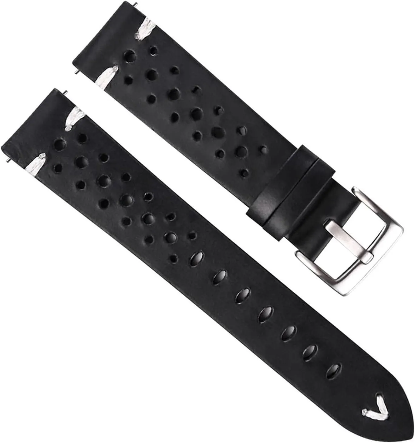 Watch Band Strap Porous Dark Brown Handmade Oil Wax Leather Watch Strap for Women Men