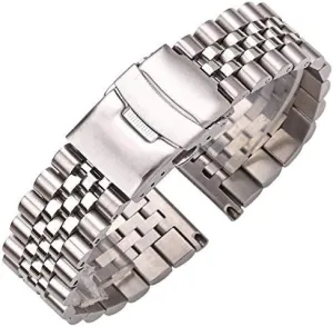 Watch Strap Stainless Steel Watch Strap Bracelet 20mm 22mm 24mm Women Men Silver Solid Metal Watch Strap Accessories (Color : Silver, Size : 24mm)