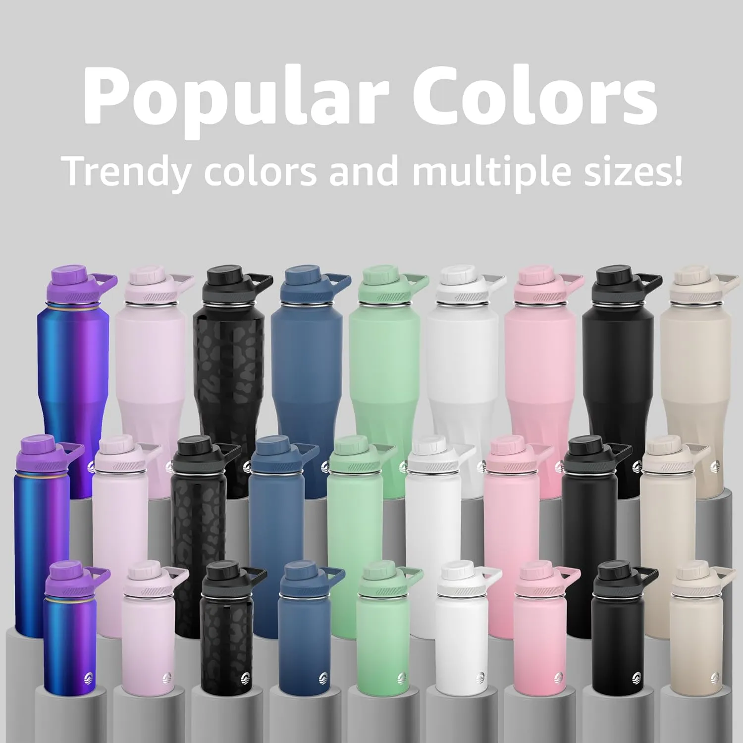 Water Bottle | Compatible With Popular Flavor Cartridges | BPA Free, Leak Proof, Double-Walled Vacuum Insulated Stainless Steel, and Dishwasher Safe | Cold for 24 Hours (Beige, 12oz)
