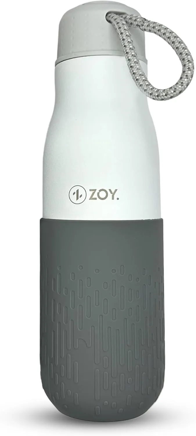Water Bottle with Silicone Sleeve & Leakproof Lid - 500 ML | Durable, BPA Free Double, Double Wall Insulated Stainless Steel Eco-friendly Water Bottle for Home, School, Office, Gym, & Travels (White)