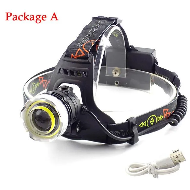 Waterproof COB T6 Led Headlight Headlamp USB Rechargeable Head Torch Lamp light frontale lampe 18650 battery for fishing camping