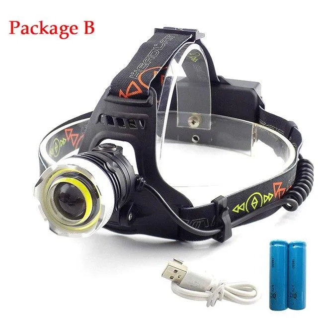 Waterproof COB T6 Led Headlight Headlamp USB Rechargeable Head Torch Lamp light frontale lampe 18650 battery for fishing camping