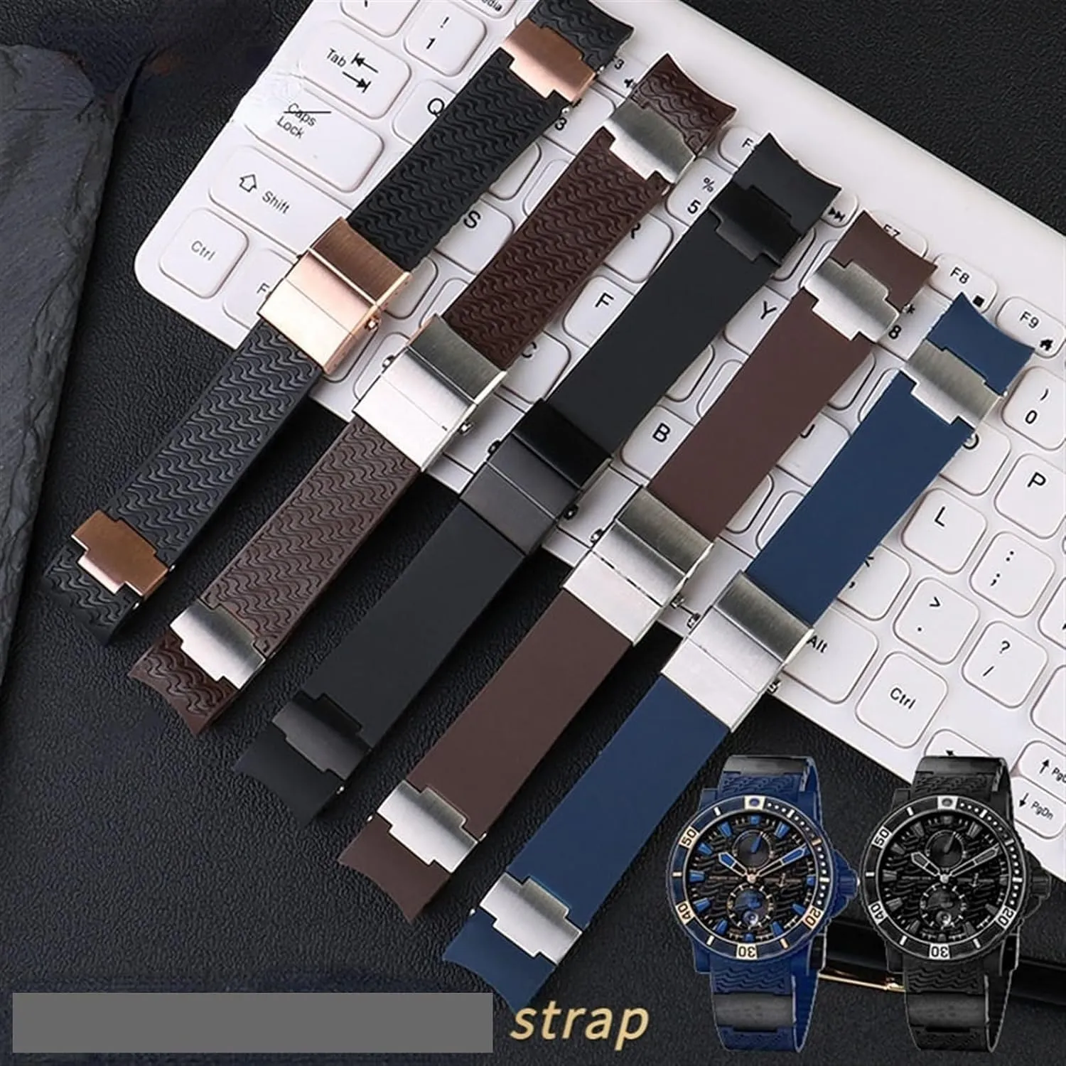 Waterproof Curved End Rubber Watch Band For Ulysse Nardin 263 DIVER strap belt watch Bracelets