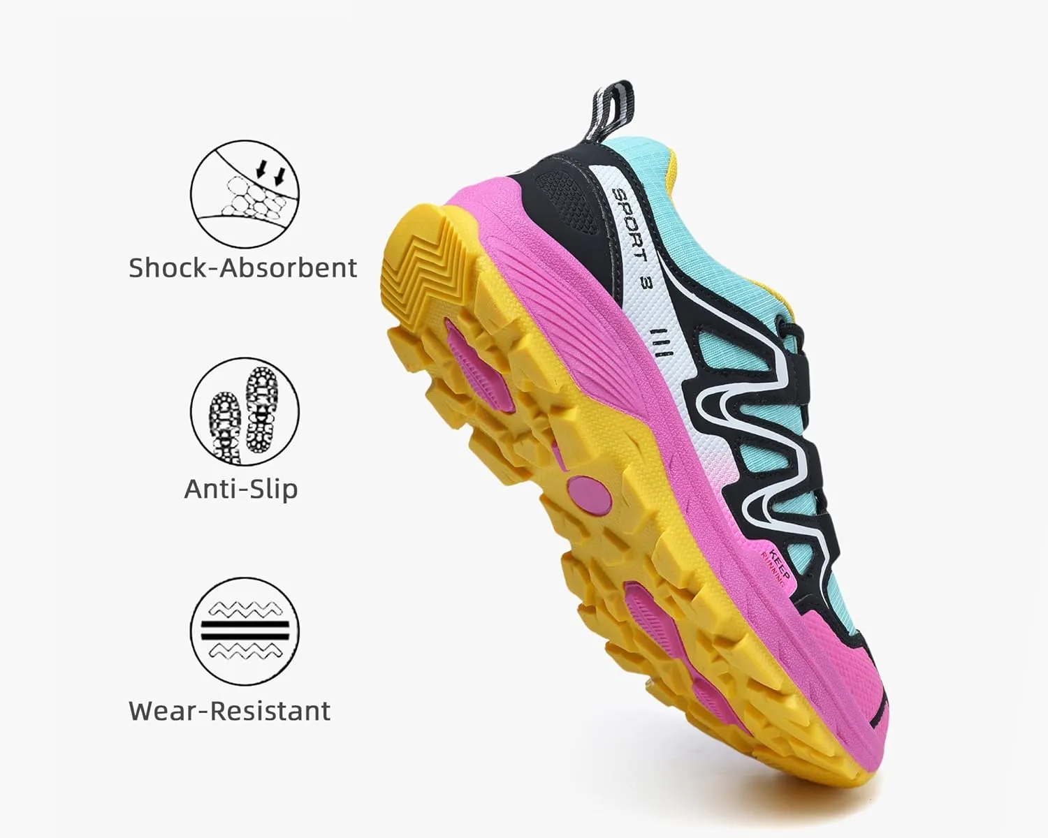 Waterproof Hiking Shoes Women Casual Lace-Up Non-Slip Lightweight Comfortable Running Tennis Fashion Sneakers for Women Walking Trekking Outdoor Shoes