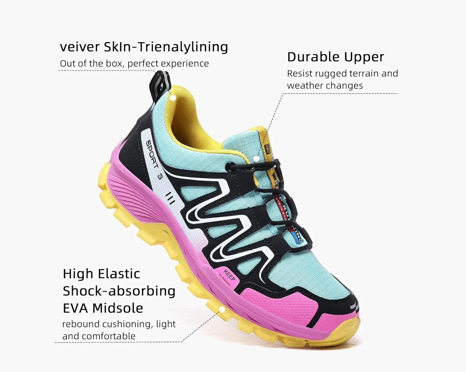 Waterproof Hiking Shoes Women Casual Lace-Up Non-Slip Lightweight Comfortable Running Tennis Fashion Sneakers for Women Walking Trekking Outdoor Shoes
