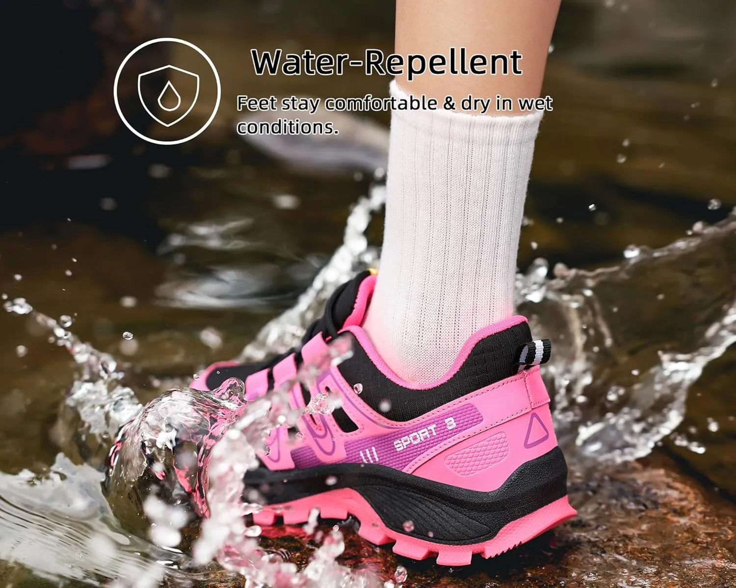Waterproof Hiking Shoes Women Comfortable Lightweight Non-Slip Trekking Boots Fashion Walking Shoes for Women Tennis Outdoor Sneakers