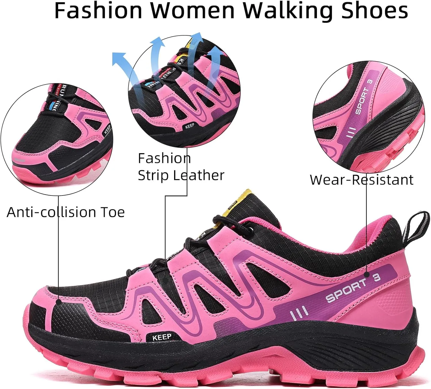 Waterproof Hiking Shoes Women Comfortable Lightweight Non-Slip Trekking Boots Fashion Walking Shoes for Women Tennis Outdoor Sneakers