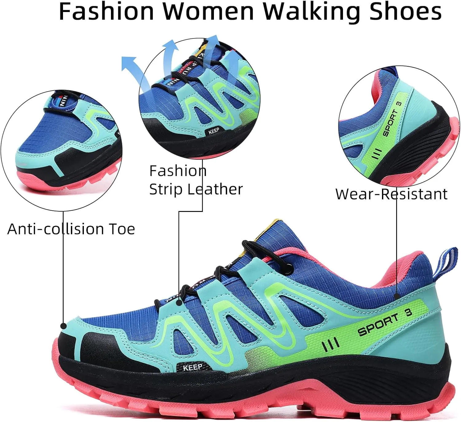 Waterproof Hiking Shoes Women Comfortable Lightweight Non-Slip Trekking Boots Fashion Walking Shoes for Women Tennis Outdoor Sneakers
