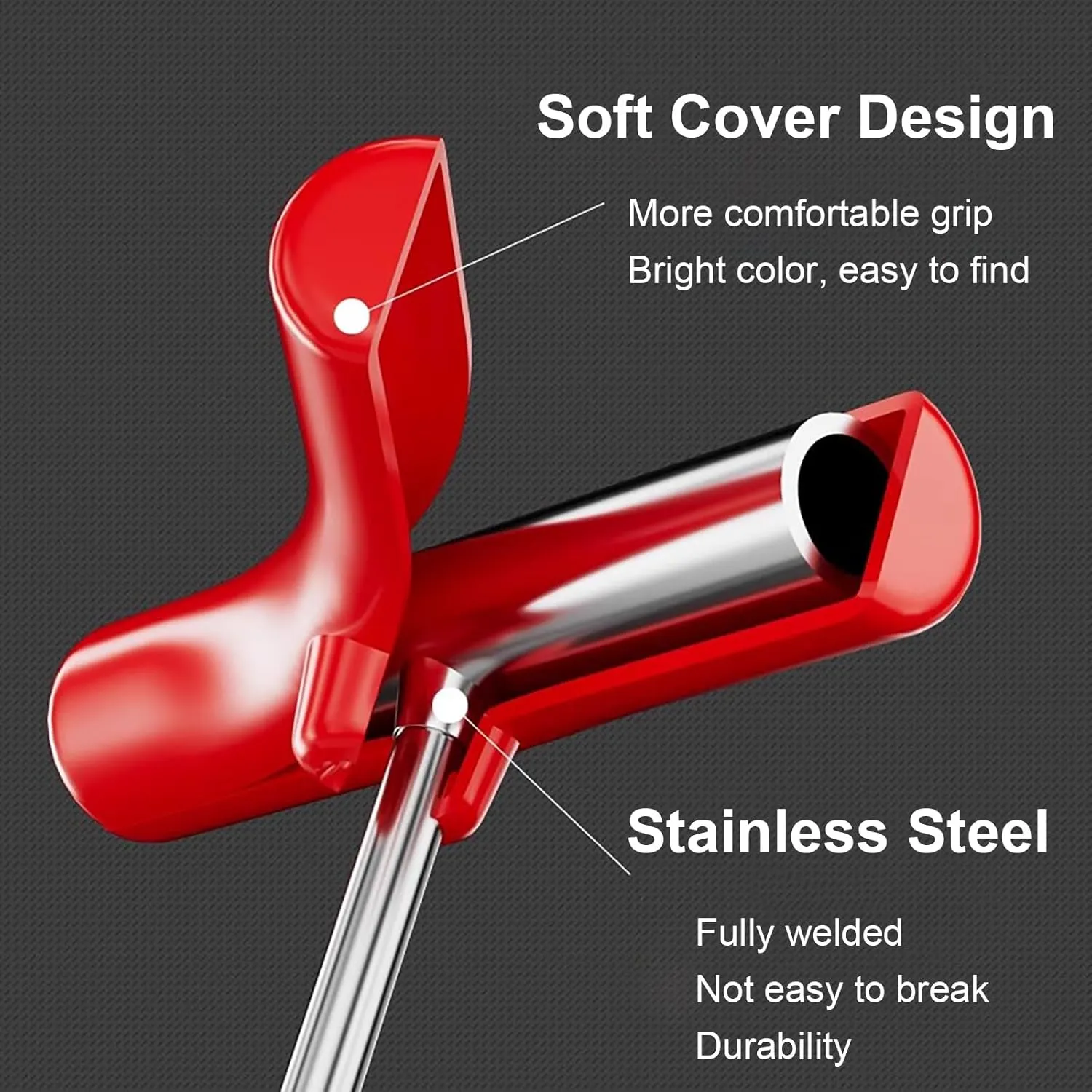 WDJBPSH Portable Lifting Hooks with Non-Slip Handle, Stainless Steel Single Hook End for Manhole Cover/Sewer Lids/Roll-up Door, Drain Covers Lifter/Wheel Nail Puller(8mm,48cm/18.9in)