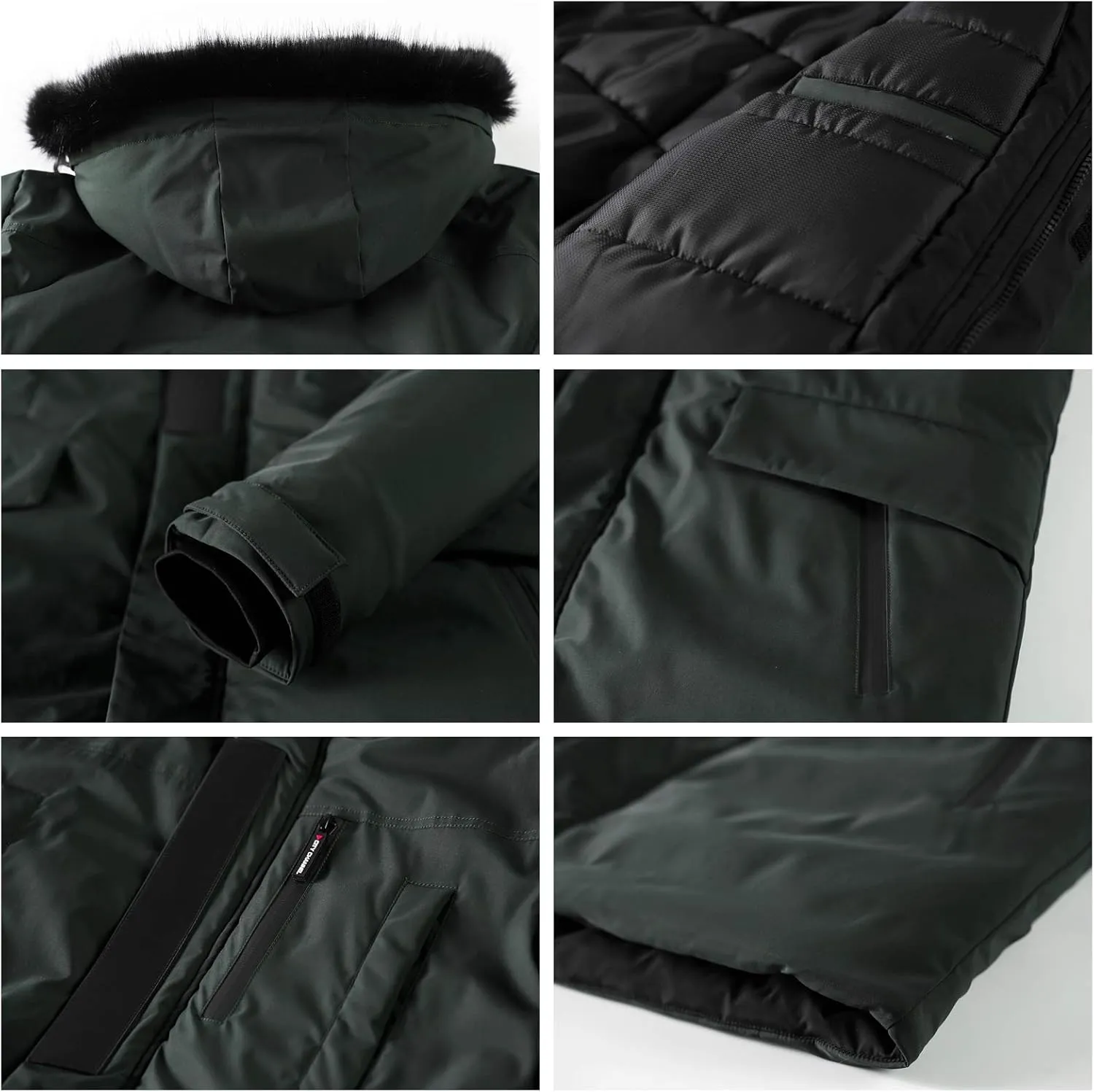 WEEN CHARM Men's Warm Parka Ski Jacket Water Resistant Puffer Jacket Long Winter Coat with Removable Faux Fur Hood