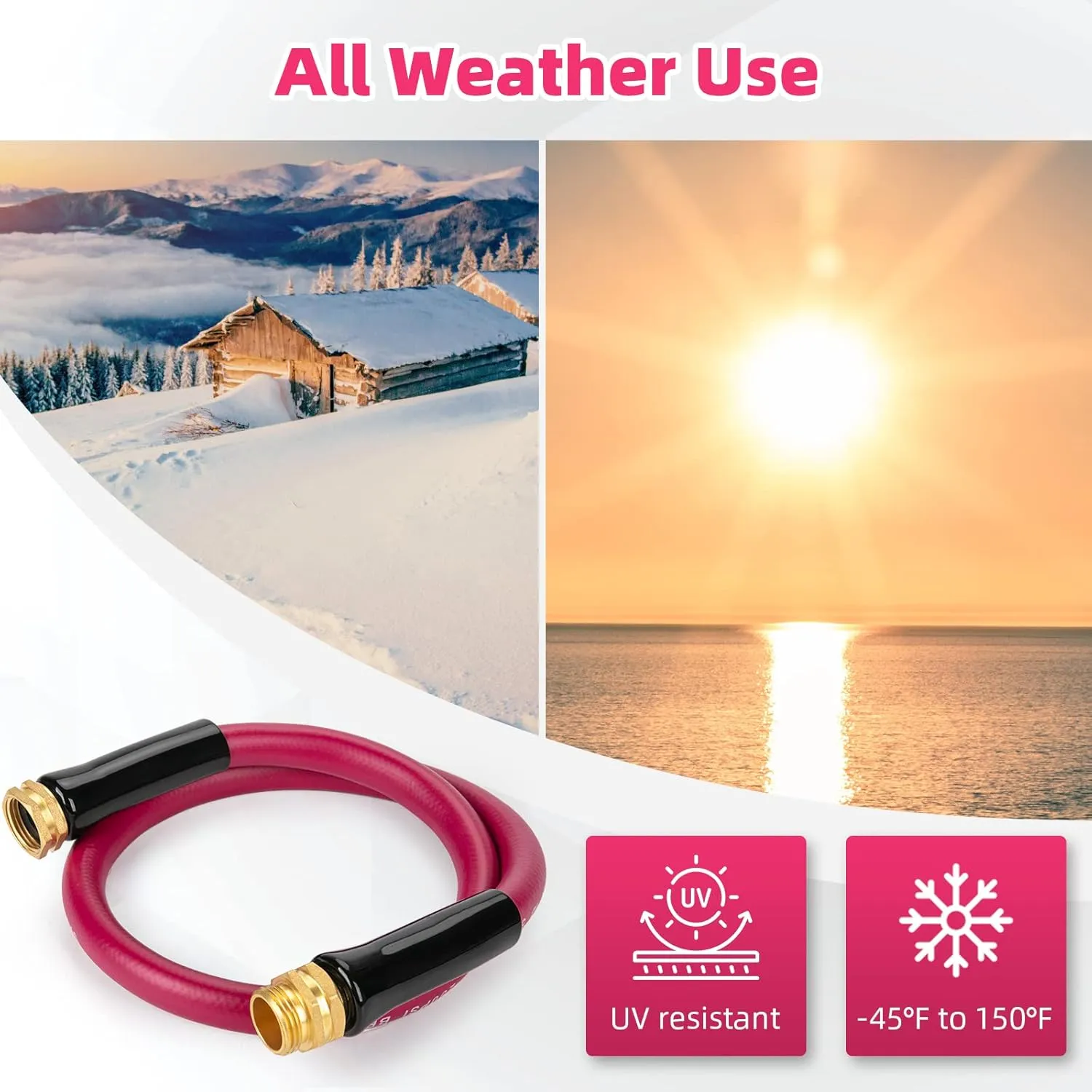 WELLUCK Garden Hose 5/8 in x 50 ft, Heavy Duty Durable Anti Kink Flexible Garden Water Hose for Drinking Water Safe BPA Free, All-weather Lightweight Water Hose for Garden RV Camper Marine