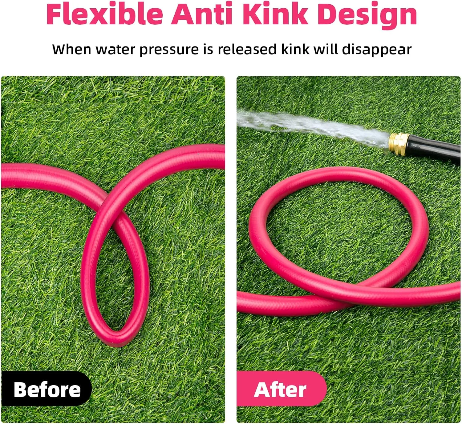WELLUCK Garden Hose 5/8 in x 50 ft, Heavy Duty Durable Anti Kink Flexible Garden Water Hose for Drinking Water Safe BPA Free, All-weather Lightweight Water Hose for Garden RV Camper Marine
