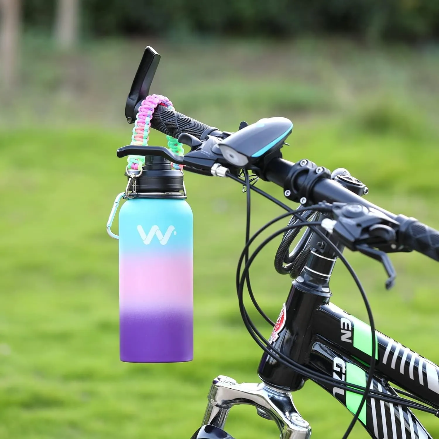 WEREWOLVES Insulated Water Bottle With Paracord Handles & Strap & Straw Lid & Spout Lid,Reusable Wide Mouth Vacuum Stainless Steel Water Bottle for Adults 24 oz, 32 oz, 40 oz