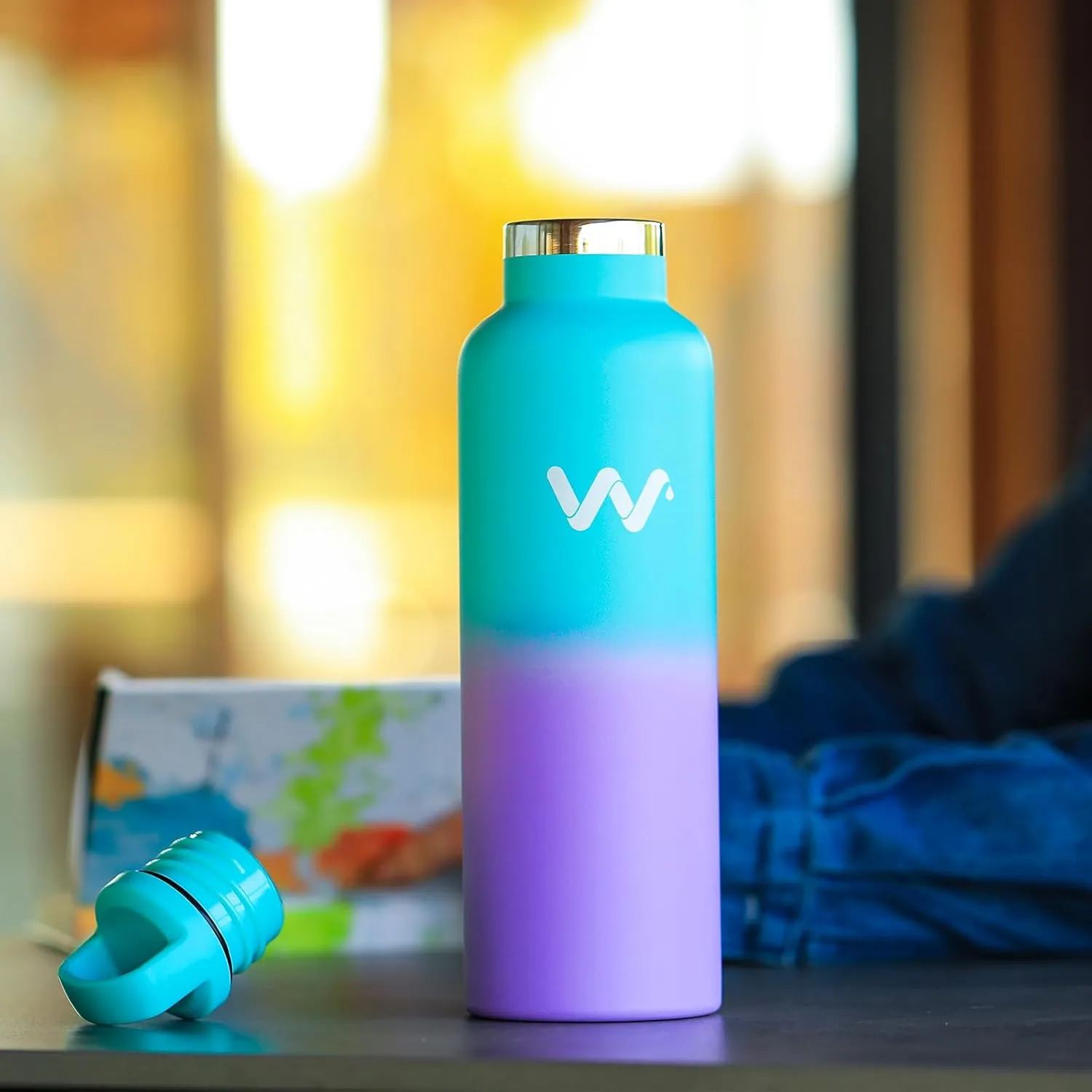 WEREWOLVES Insulated Water Bottle with Straw Lid & Handle Lid, Stainless Steel Water Bottle with Carrier Bag Holder, Reusable Vacuum Narrow Mouth Leak-Proof Bottle for Biking