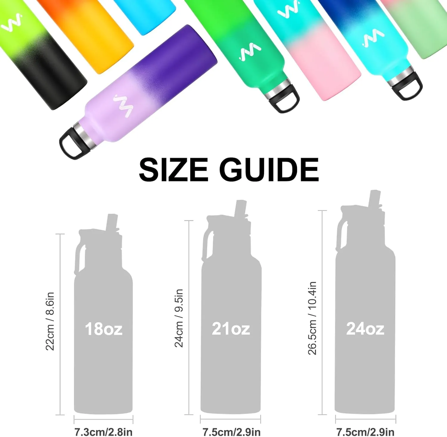 WEREWOLVES Insulated Water Bottle with Straw Lid & Handle Lid, Stainless Steel Water Bottle with Carrier Bag Holder, Reusable Vacuum Narrow Mouth Leak-Proof Bottle for Biking