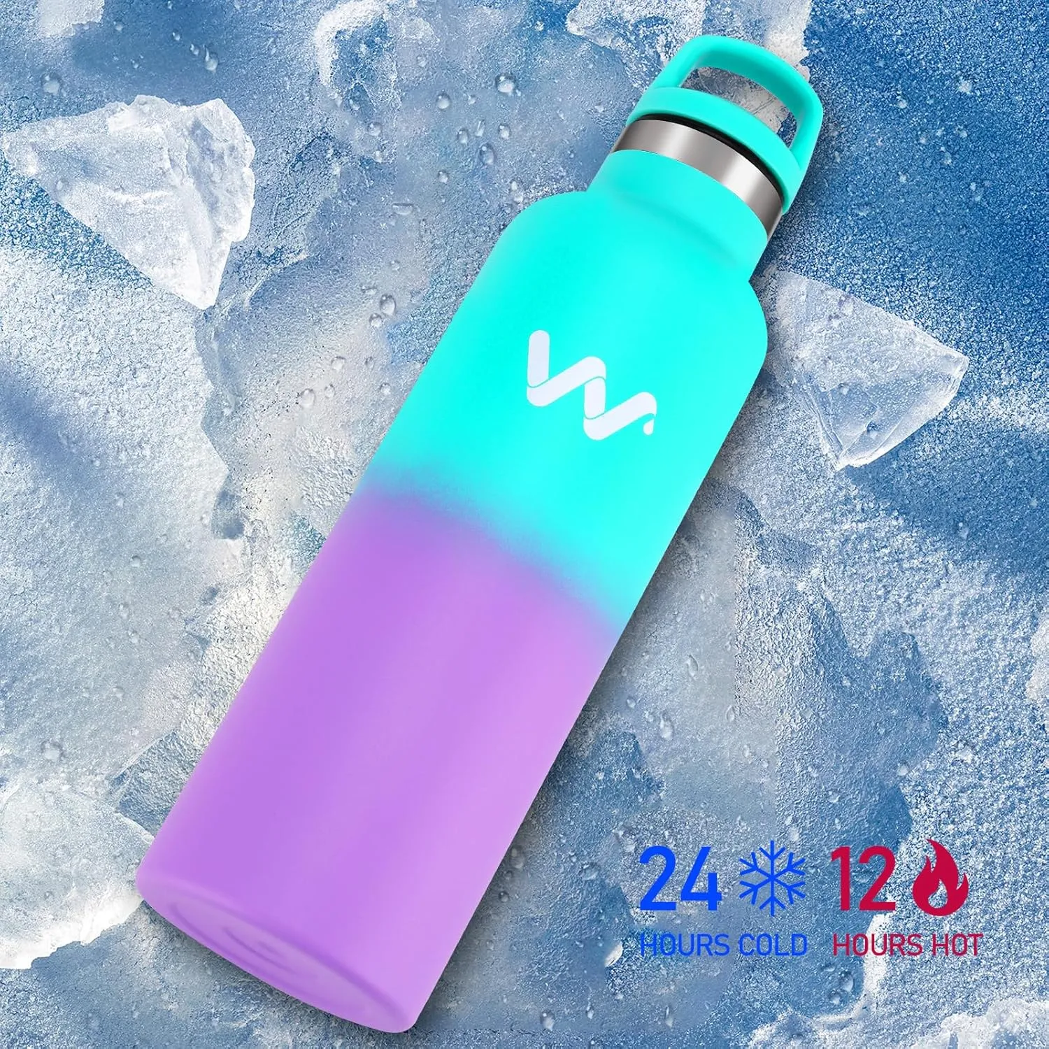 WEREWOLVES Insulated Water Bottle with Straw Lid & Handle Lid, Stainless Steel Water Bottle with Carrier Bag Holder, Reusable Vacuum Narrow Mouth Leak-Proof Bottle for Biking