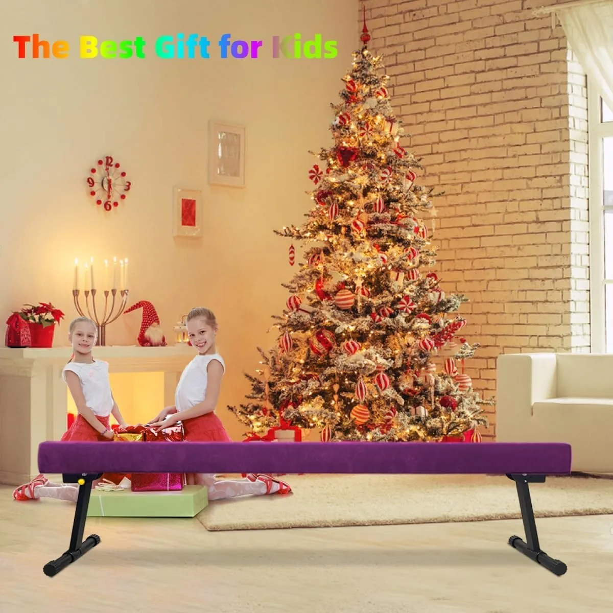 Wesky Adjustable Balance Beam,High and Low Floor Beam Gymnastics Equipment,Professional Gymnastics Beam for Kids Home Training with Foldable Legs