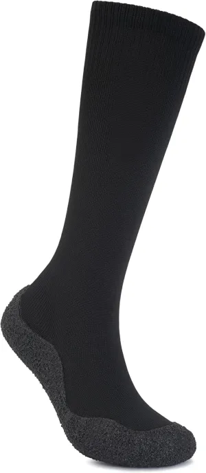 WHITIN Knee High Sock Shoes for Women Mesh Indoor House Boating Compression Yoga with Grips Rubber Outsole Water Aqua Beach Volleyball Sockshoes Size 9 Minimalist Barefoot Black