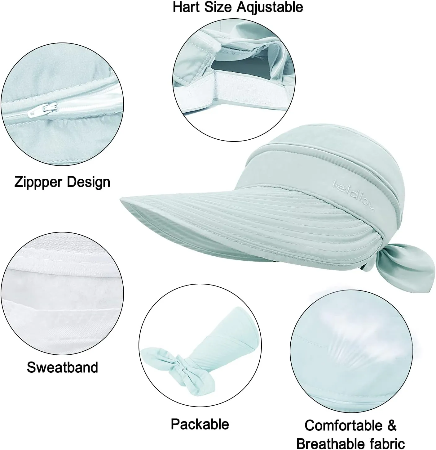 Wide Large Brim Sun Hat Summer UV Protection Thin Hat 2 in 1 Beach Sun Hat