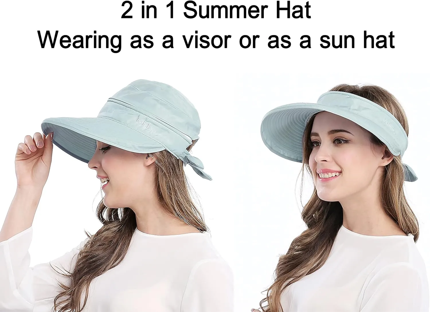 Wide Large Brim Sun Hat Summer UV Protection Thin Hat 2 in 1 Beach Sun Hat