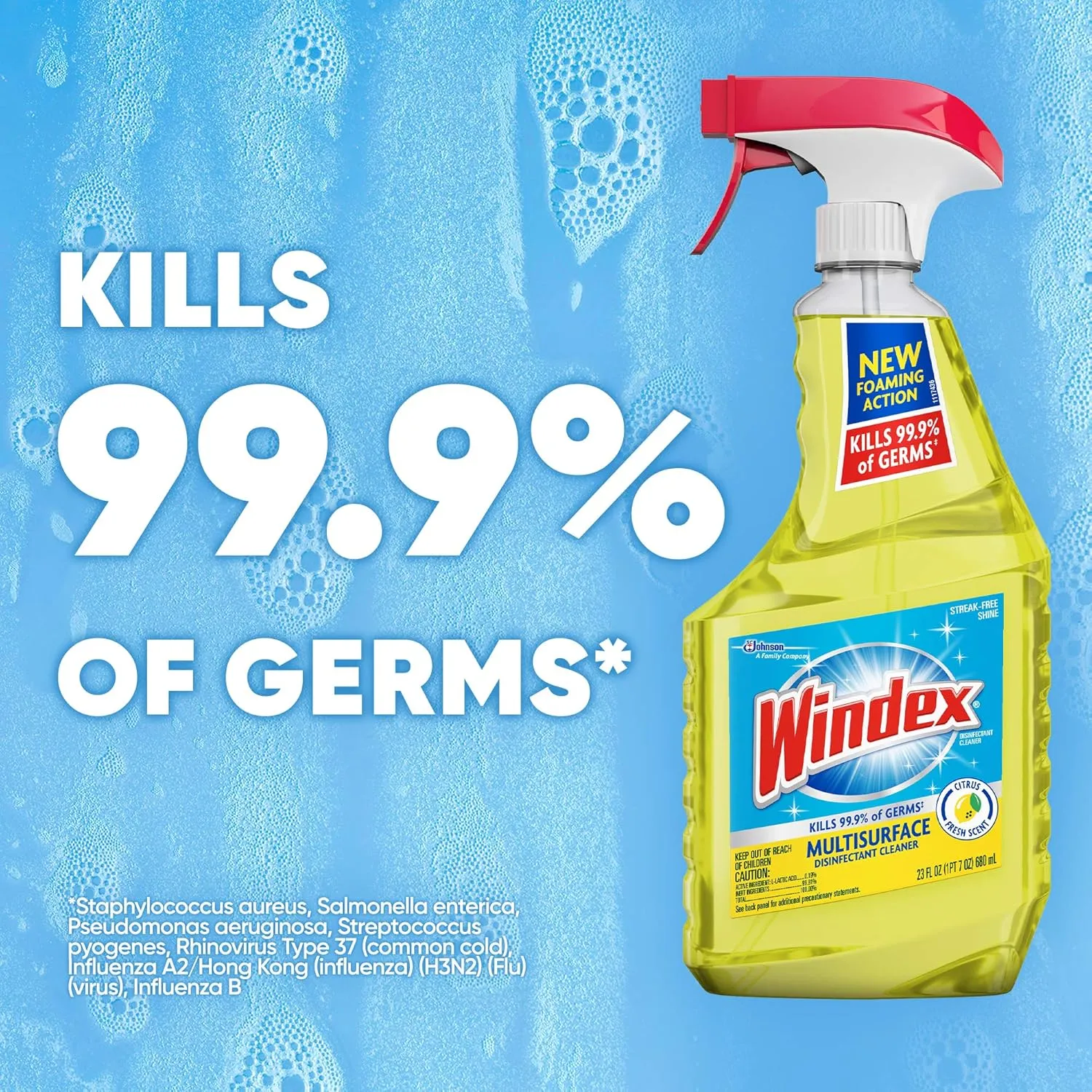 Windex Multi-Surface Disinfectant Cleaner Trigger Bottle, Citrus, 32 fl oz (Pack of 4)